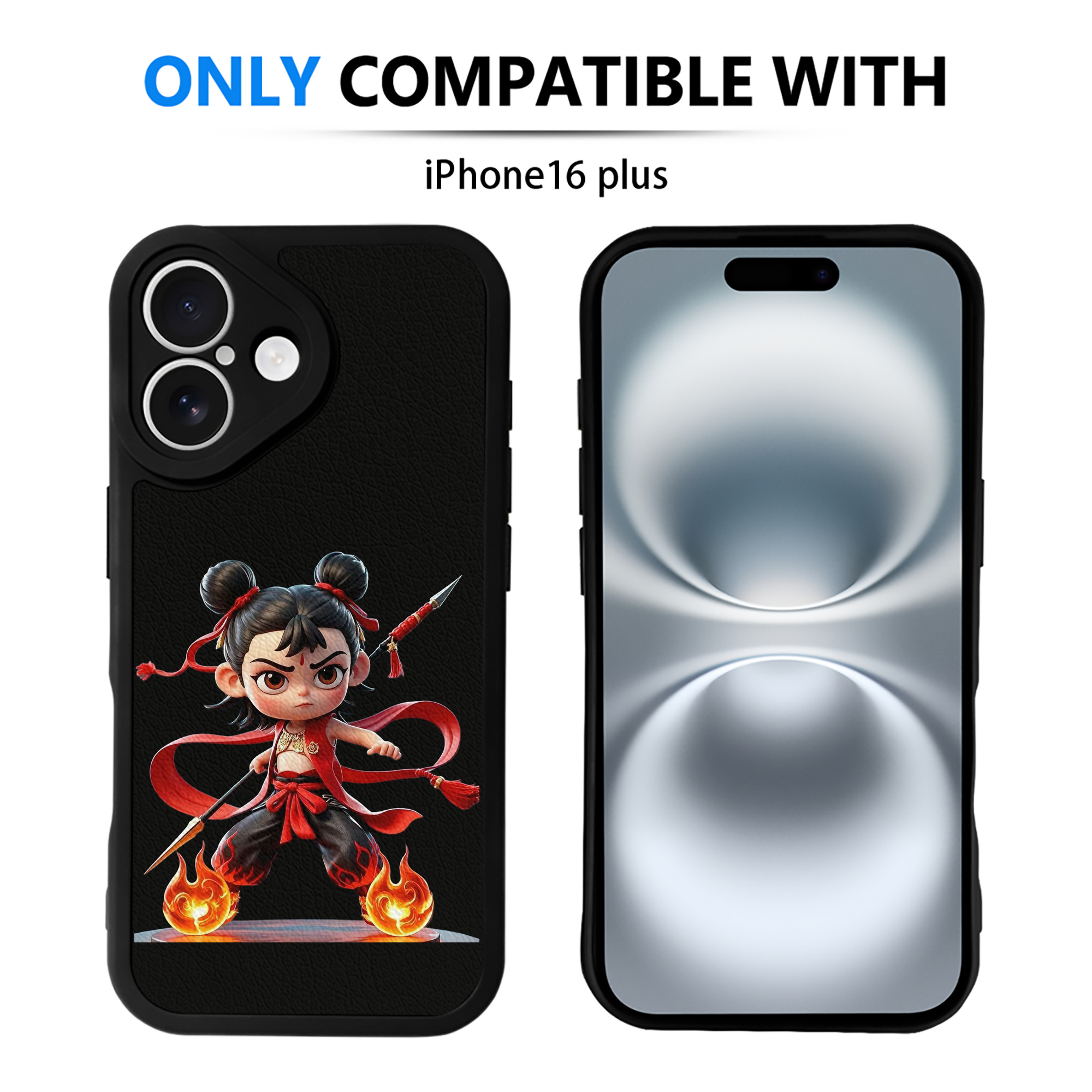 （画像用） Ne Zha 2 ナタ 魔童の大暴れ 【iPhone 16シリーズ対応】シリコンスマホケース（レザー調） 材質：シリコン